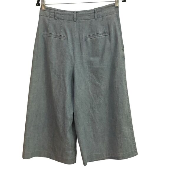 Alice + Olivia Women’s Chambray Pompey Gaucho Linen Blend Relax Loose Long Pants - Picture 4 of 8